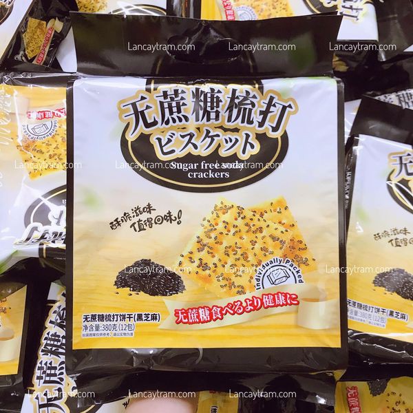 Bánh Quy Mè Đen Không Đường Ăn Không Mập, Soda Crackers Top Savor Sugar Free 380G