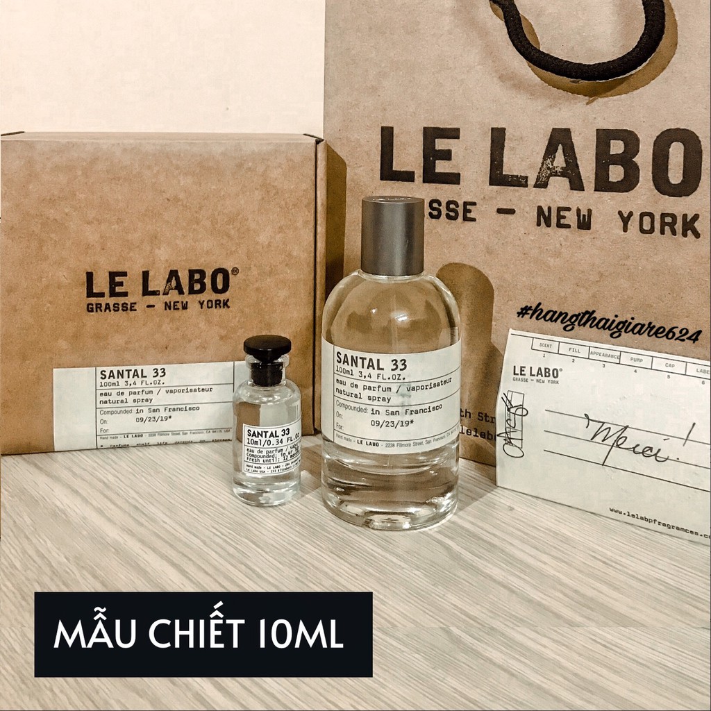 [𝗛𝗔𝗡𝗚𝗚𝗜𝗔𝗠2-20k] Nước Hoa Dùng Thử Le Labo Santal 33 (5ml/10ml/20ml) Spray / Chuẩn authentic