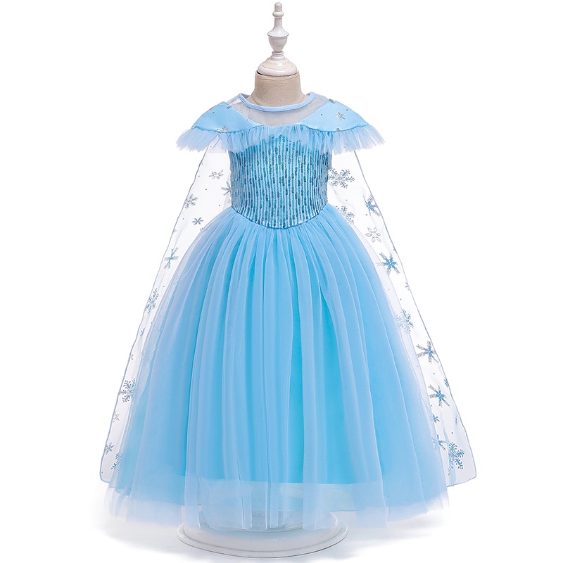 Đầm dự tiệc MQATZ màu xanh lam đính sequin cosplay công chúa cho bé gái