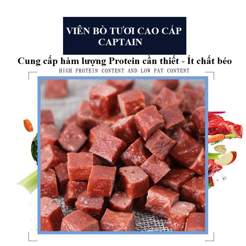 [Mã 159FMCGSALE giảm 8% đơn 500K] Hạt bò tươi sấy khô nguyên chất Captain (500gr) Bánh thưởng cho chó