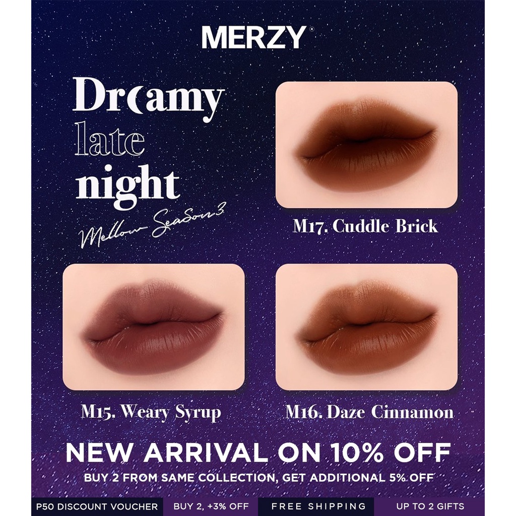 Son Kem Merzy Dreamy Late Night Mellow Tint Vỏ Tím