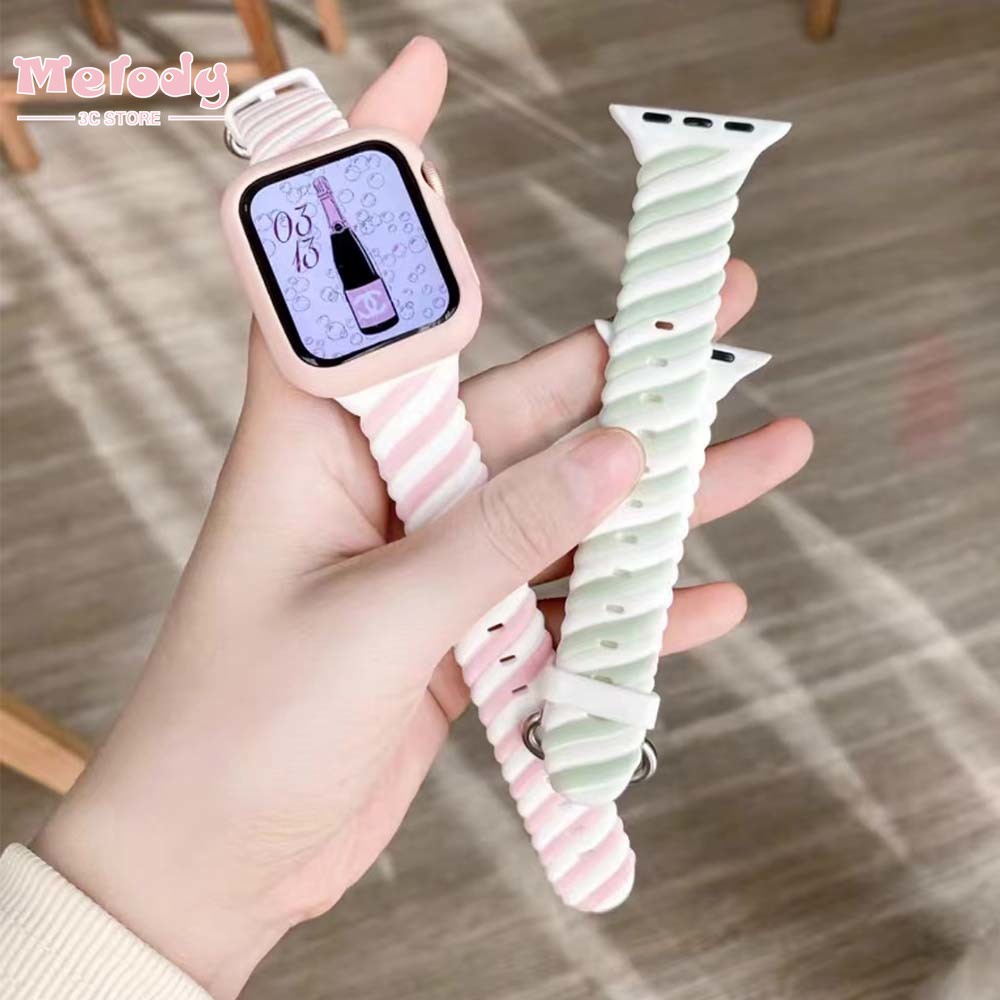 Bộ Dây Đeo Bằng silicone + Vỏ Bảo Vệ Cho Đồng Hồ Thông Minh i watch series 7/6/SE/5/4/3 size 45/44/42/41/40/38mm