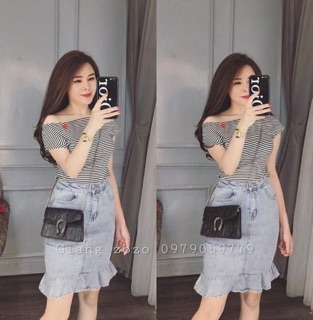 Áo trễ vai đính tim
