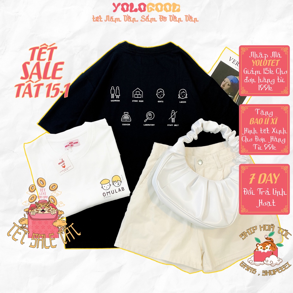Áo thun tay lỡ  OMULAB  phông Unisex nam nữ tee oversize form rộng pull Ulzzang Streetwear Hàn Quốc vải mềm