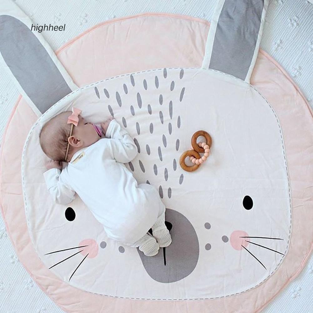 Thảm tròn hình thú dễ thương đường kính 95cm bằng vải cotton cho bé tập bò