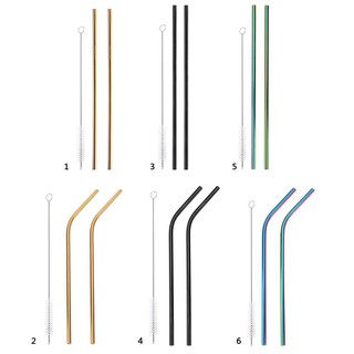 Set 2 ống hút thép không gỉ tái sử dụng kèm cọ chùi rửa tiện lợi