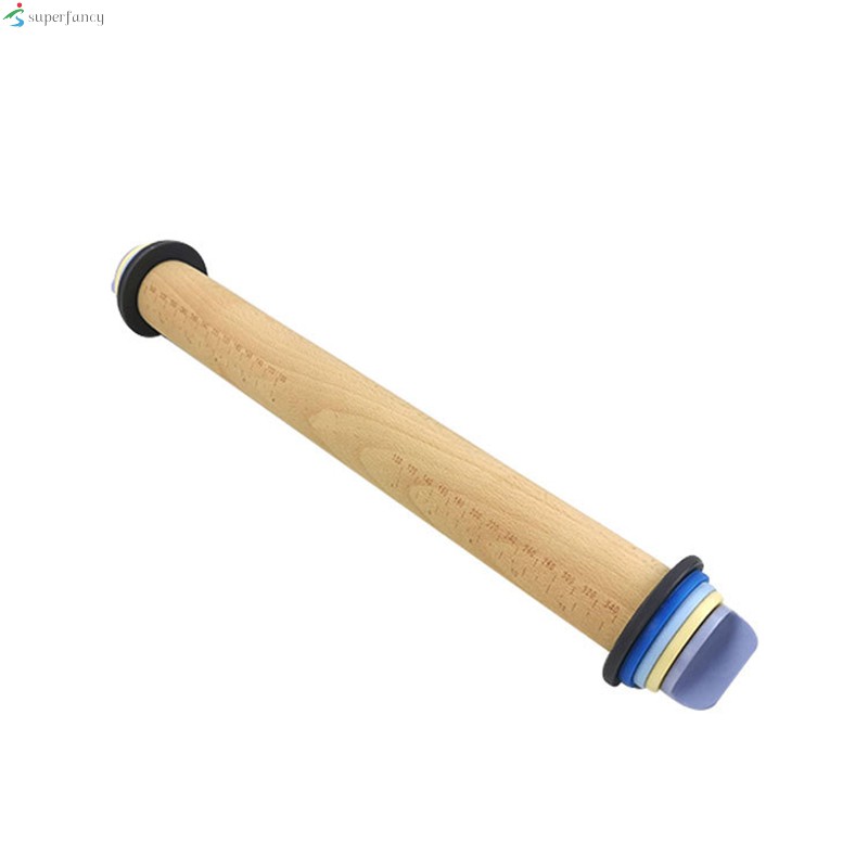 Professional Kitchen Rolling Pin Non Stick Roller with Removable Thickness  Measuring Rings Adjustable Size Guides Roll