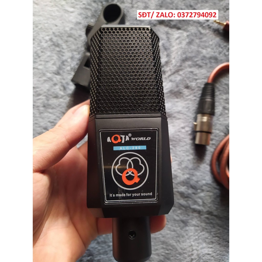 COMBO Mic AQTA ALC 280 sound card K10 chân kẹp màng lọc đầy đủ phụ kiện tặng tai nghe AKG-S8