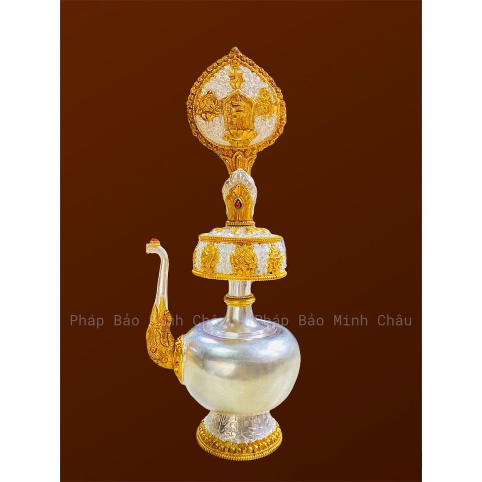 [PBMC] Bình sái tịnh có vòi tráng bạc Nepal 20cm