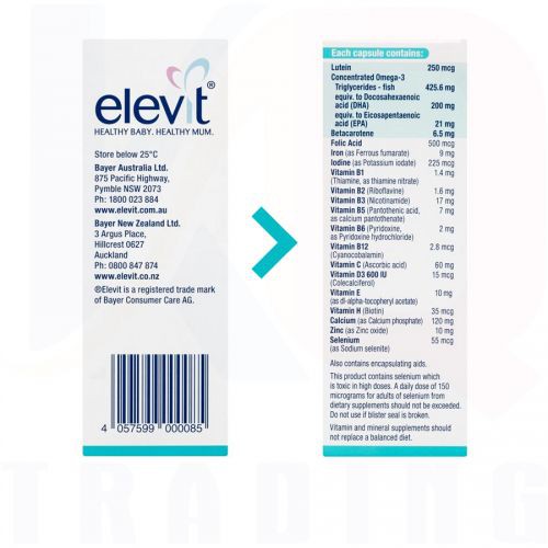 Viên Uống Bổ Sung Vitamin Tổng Hợp Elevit Sau Sinh Hộp 60 Viên Elevit Breastfeeding Multivitamin