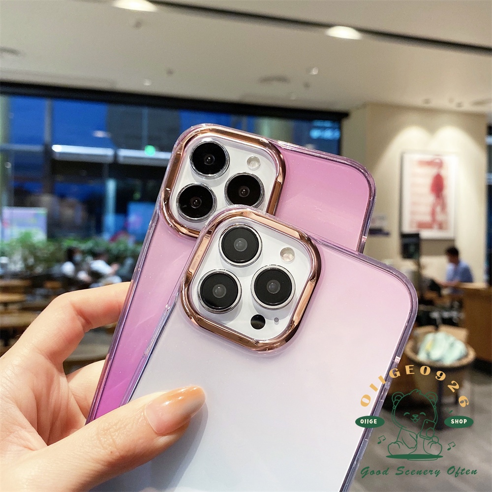 Ốp Điện Thoại TPU Trong Suốt Mạ Điện Hai Màu gradient Lấp Lánh Chống Rơi Cho Iphone 13 12 11 Pro Max