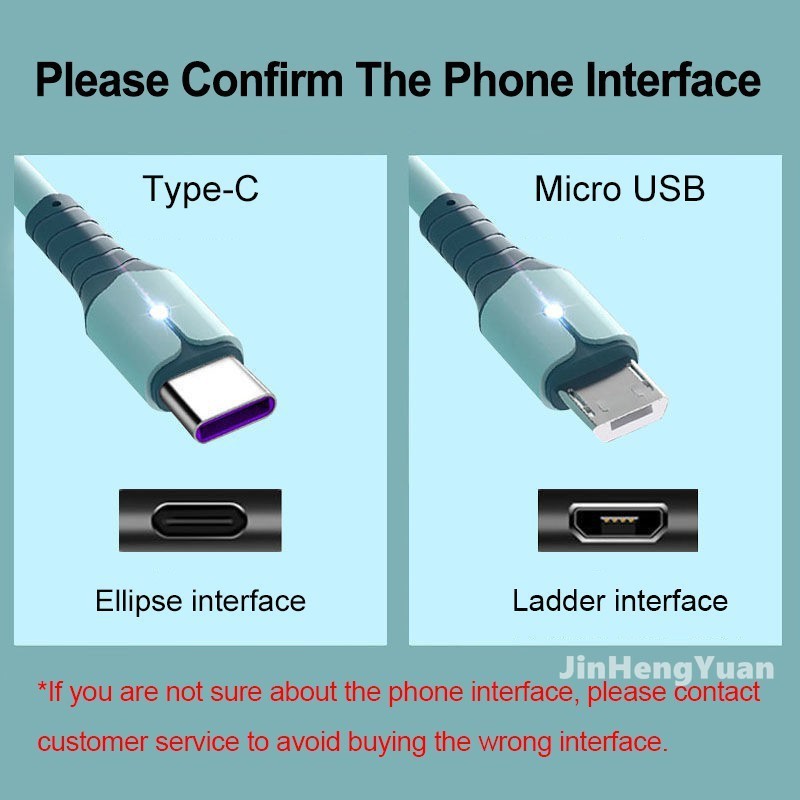 Dây Cáp Sạc Nhanh 5A Bằng Silicon Mềm Cho micro USB Android Type-C Có Đèn Báo