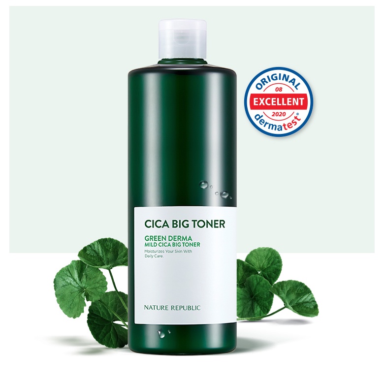 [Mã COSCOCOT3 -8% đơn 250K] Nature Republic Nước hoa hồng Green Derma Mild Cica Big Toner 500ml