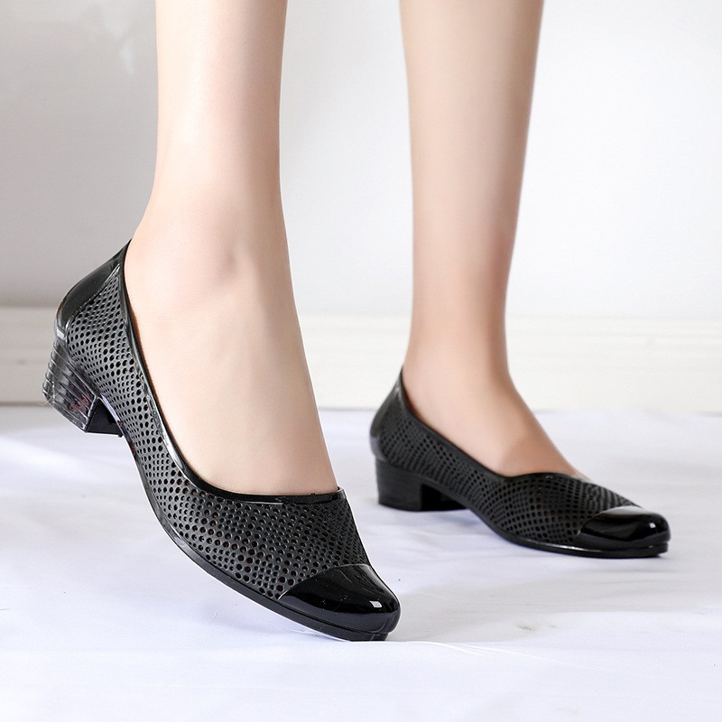 Giày nhựa đi mưa chịu nước ,chống trơn trượt, thoáng chân, dáng búp bê công sở Vuajay V258