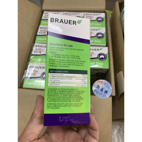 Brauer Baby & Kids Liquid Zinc Kẽm cho bé trên 1 tuổi