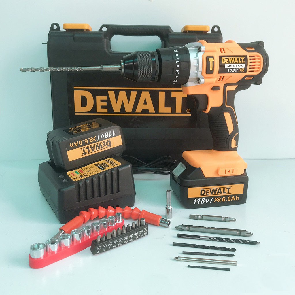 Máy khoan pin Dewalt 118V - Không chổi than - Pin khủng 10 cell - Tặng bộ 29 phụ kiện