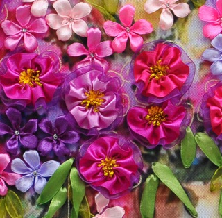 Tranh thêu ruy băng 60x50cm