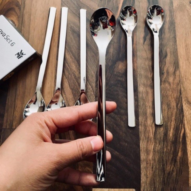 Set thìa dài uống cà phê Latte, nước chanh cam, cocktail WMF Nouva 19cm