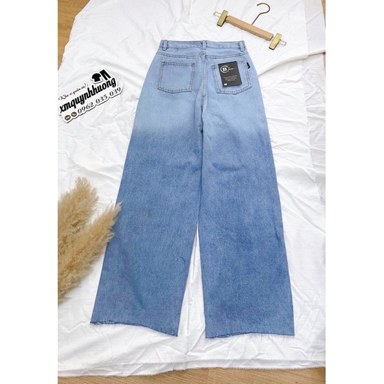 Quần jean ống rộng wash màu loang 5018, kèm hình thật và video