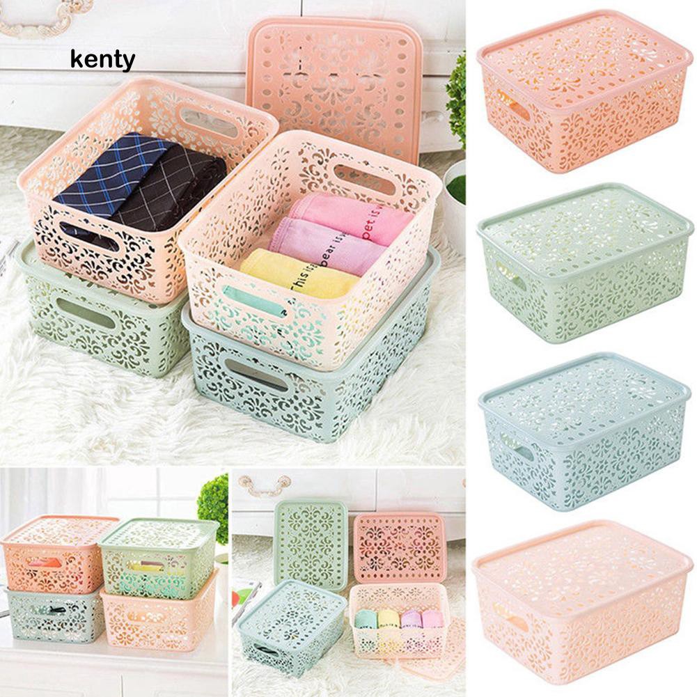 Rổ đựng đồ bằng nhựa hoa văn ren độc đáo có nắp đậy