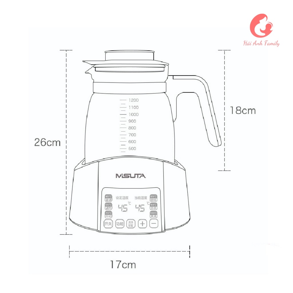 Máy hâm nước pha sữa giữ nhiệt Misuta kèm chức năng đun nước bảo hành 6 tháng