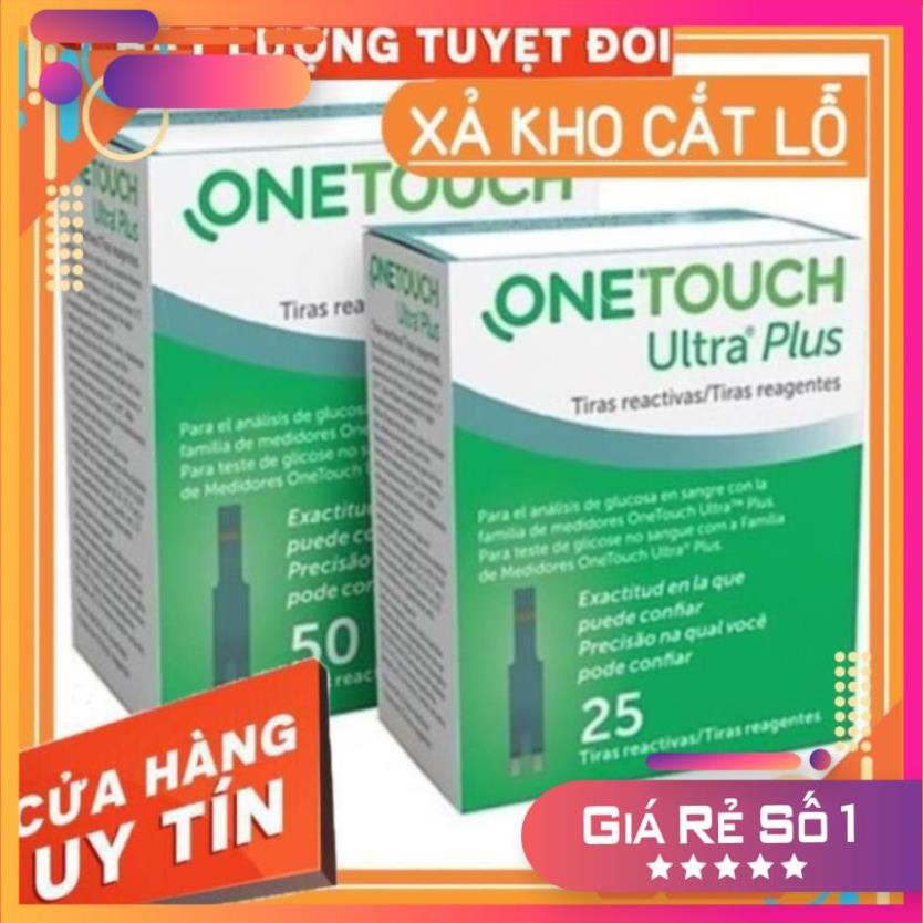 [FREE SHIP - SIÊU SALE][Tặng 10 kim lấy máu] Hộp 25 Que thử đường huyết One touch Ultra plus, thử tiểu đường onetouch