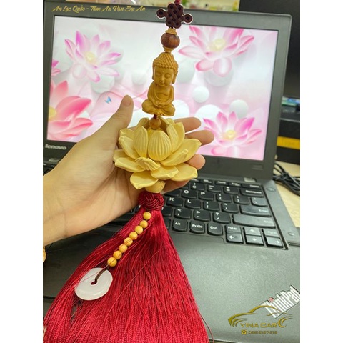 Khánh phật đài sen treo gương ô tô cao cấp , khánh sen treo xe hơi, mộc liên đài có phật thích ca