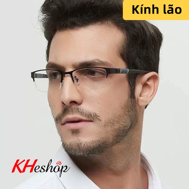 Kính viễn thị xem điện thoại không mỏi mắt cho người cao tuổi, gọng bọc nửa viền trước kim loại sang trọng lịch sự  Y203
