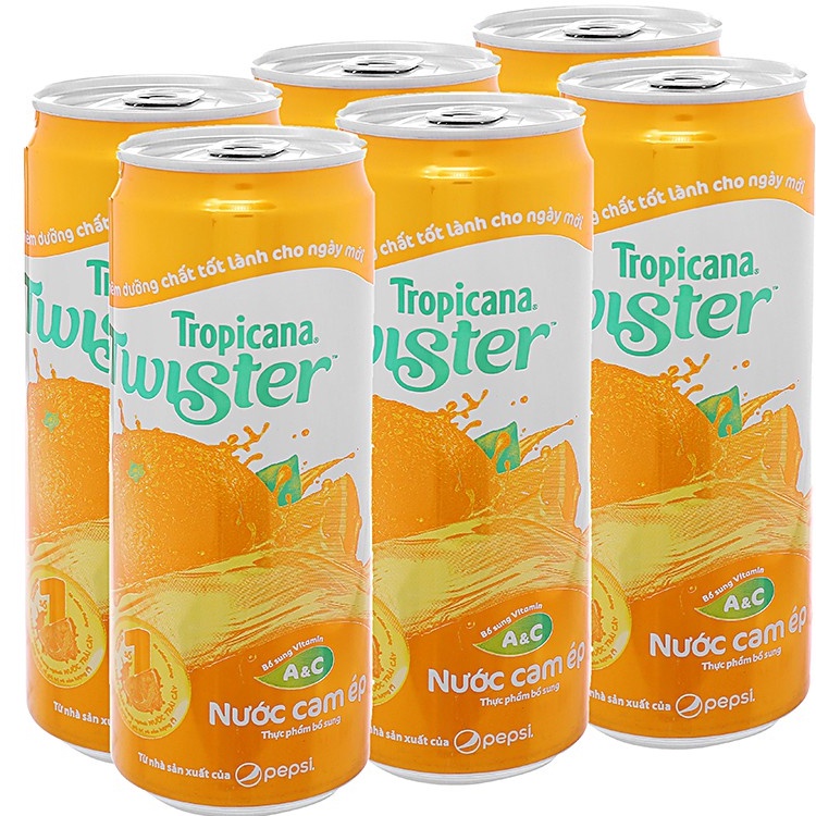 [VỈ 6 LON] Nước cam lon Twister Tropicana 330ml.