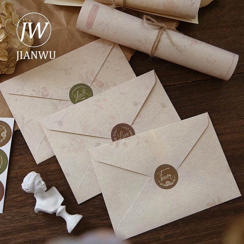 Jianwu Bìa Thư Phong Cách Cổ Điển Dày Dặn In Họa Tiết Hoa Và Chữ Love