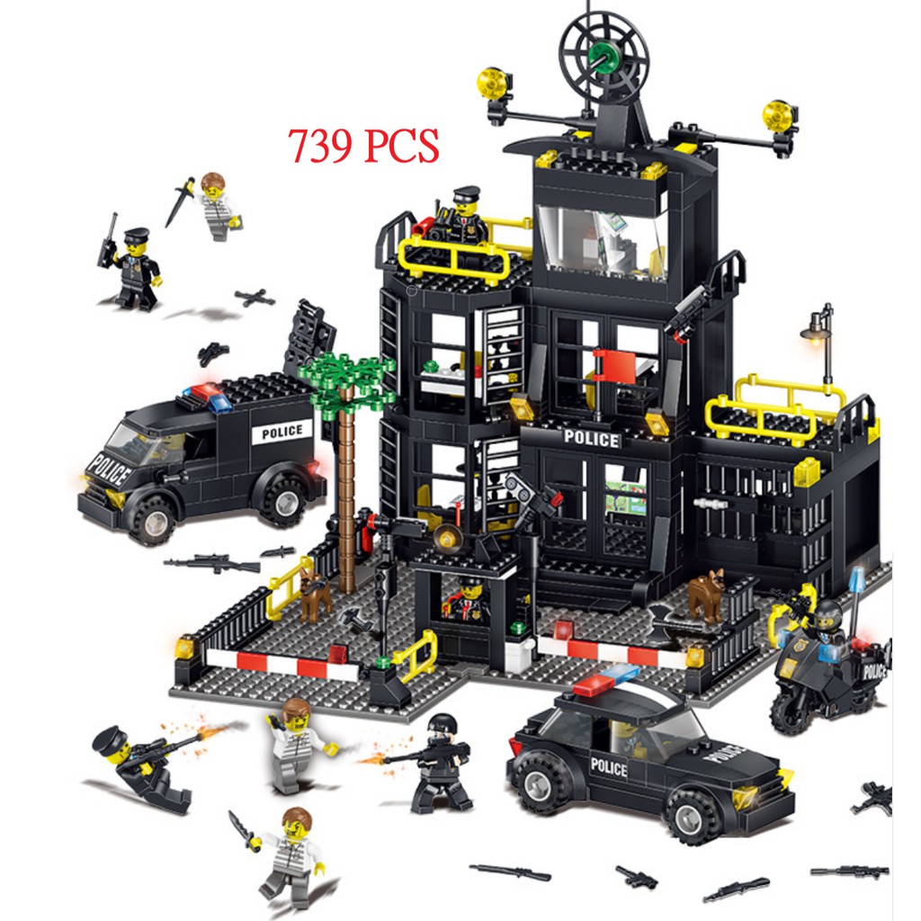 [787 CHI TIẾT-HÀNG CHUẨN] BỘ ĐỒ CHƠI XẾP HÌNH LEGO CẢNH SÁT, Lắp Ghép Oto, Lego Trụ Sở Cảnh Sát, Cảnh Sát Swat