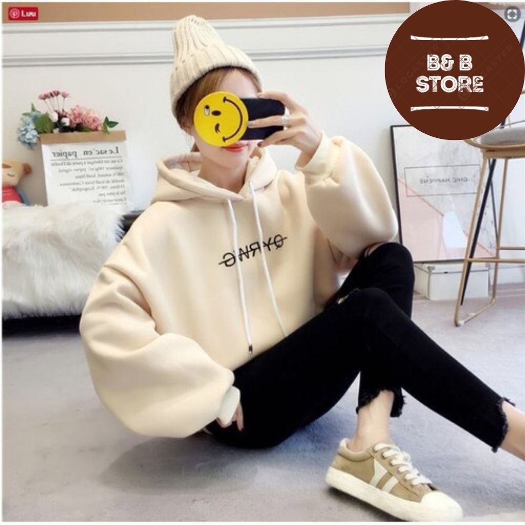ÁO SWEATER NỈ UNISEX NỮ MÀU KEM IN KÝ TỰ SIÊU DỄ THƯƠNG