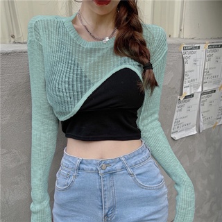 Áo croptop len nữ dài tay ulzzang