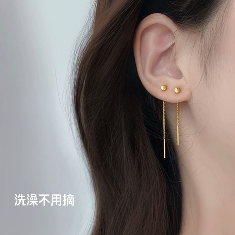 Khuyên tai dáng dài bằng thép titan không gỉ hình trái tim xinh xắn thời trang 2021