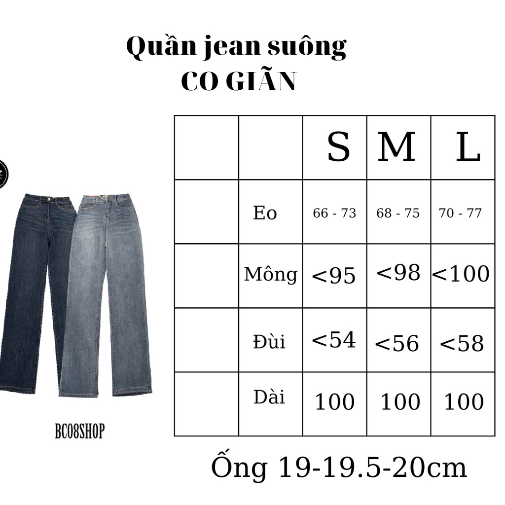 Quần Jean Nữ Ống Suông Chất Jean Co Giãn 2 màu Basic