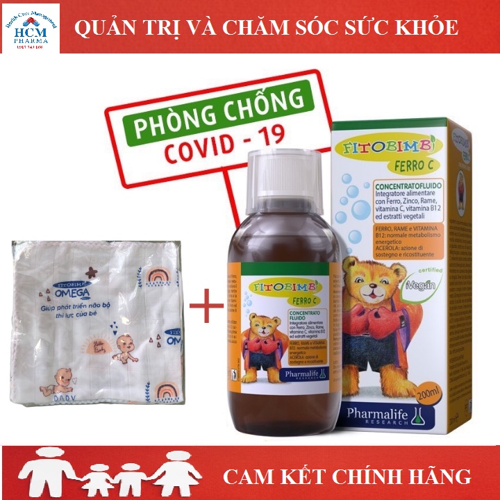 Kẽm sắt vitamin c tăng sức đề kháng cho bé Fitobimbi Ferro C nhập khẩu Italia chai 200ml DLP04