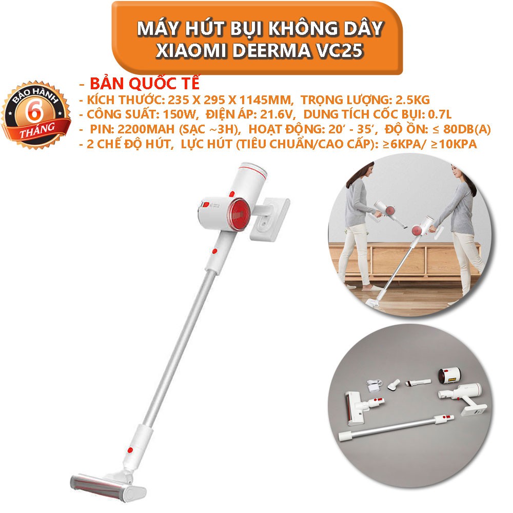 [Bản quốc tế] Máy hút bụi cầm tay không dây Xiaomi Deerma VC25 - Bảo hành 6 tháng - Shop Thế Giới Điện Máy