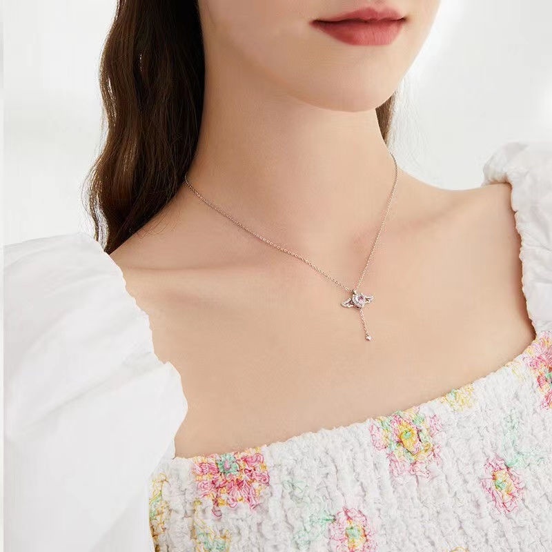 Dây Chuyền Mặt Trái Tim Đôi Cánh Thiên Thần Lãng Mạn Cho Nữ