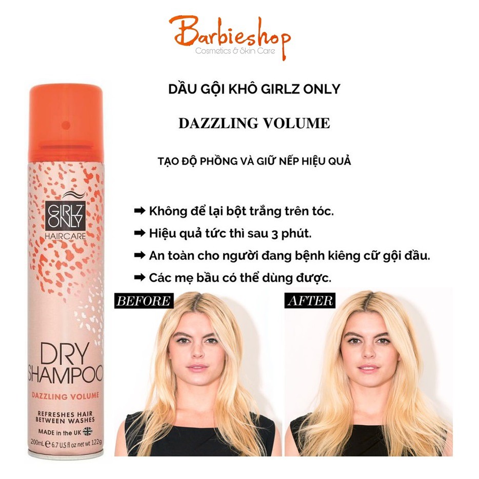 Dầu Gội Khô Girlz Only Dry Shampoo 200ml có đủ 4 mùi (date 23)