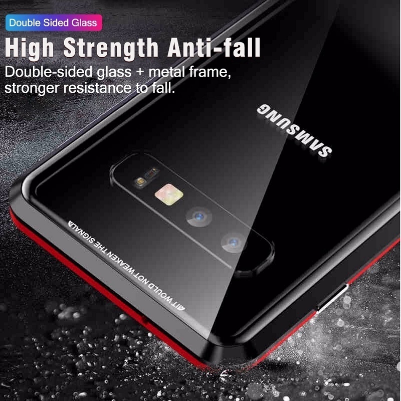Ốp điện thoại kính cường lực hai mặt nam châm cho Samsung Galaxy A70 A60 A50 A40 A30 S8 S9 S10 E Plus 5G A7 A9 2018