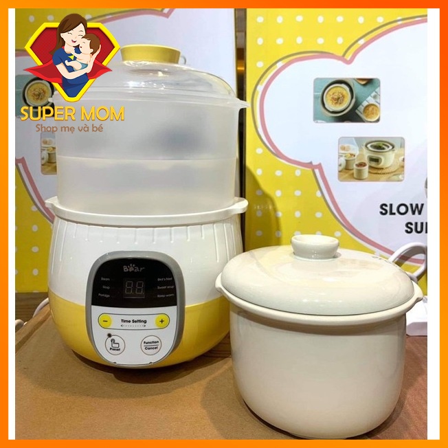 Nồi Nấu Cháo Chậm, Nồi Ninh Hầm, Nồi Hấp Đa Năng Nấu Cách Thủy BEAR 0,8L Bảo Hành 18 Tháng Chính Hãng