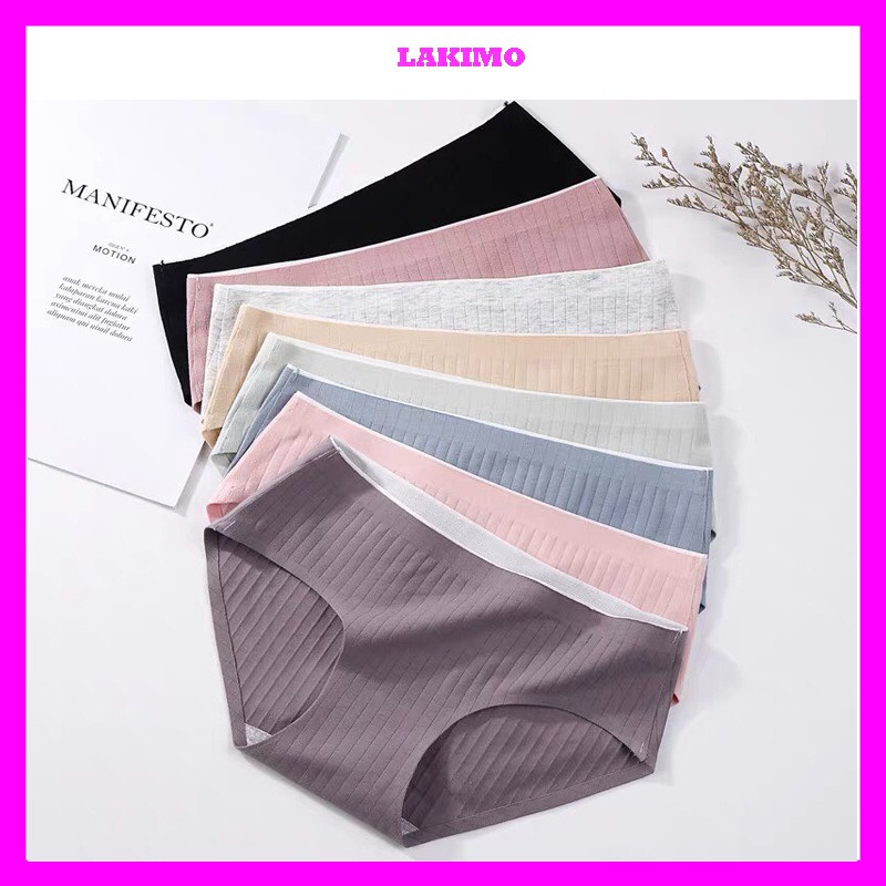 Quần lót nữ cotton gân tăm không đường may, quần lót nữ kháng khuẩn cao cấp Lakimo QLG30