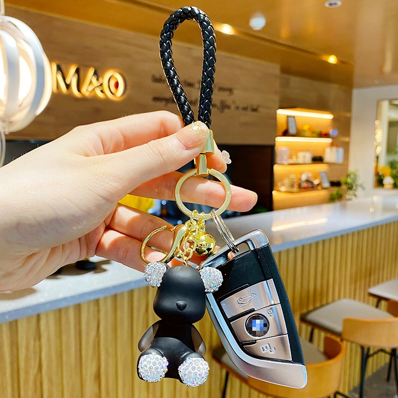 Móc Khóa Hình Gấu Đính Đá Dễ Thương