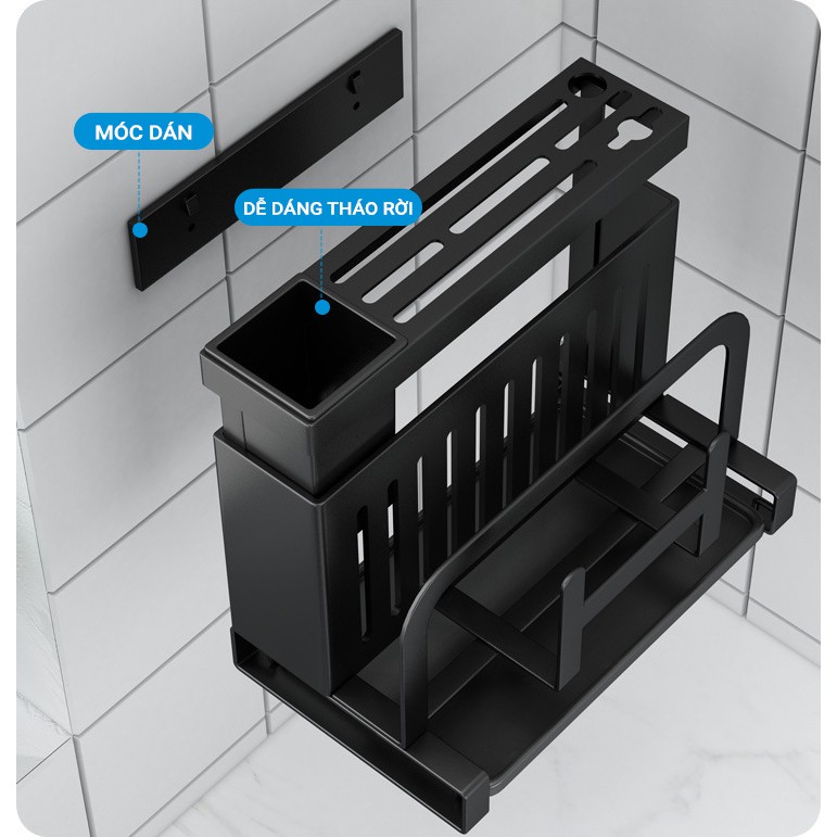 [TẶNG KÈM MÓC ] Giá Kệ Vando Để Vung Nồi Dao Thớt Đũa, Có  Khay Hứng Nước, Kệ Gắn Tường Kèm Móc Treo Đồ | BigBuy360 - bigbuy360.vn