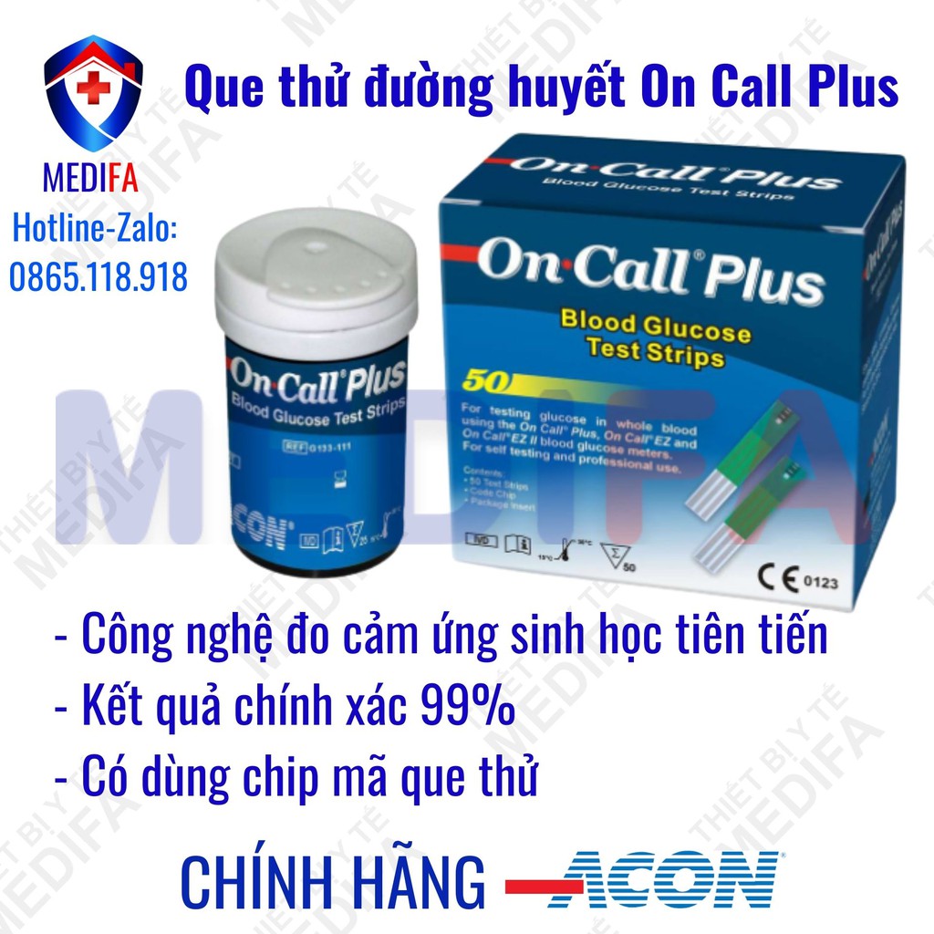 Que thử đường huyết On Call Plus, Chính hãng ACON, que thử tiểu đường, test tiểu đường - MEDIFA, Ship 30 phút