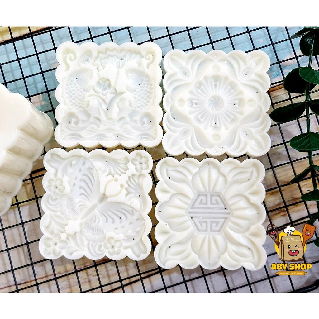 Khuôn trung thu lò xo 4 mặt vuông 150g chép đôi 22 ⚡ HÀNG CAO CẤP ⚡ khuôn nhấn làm bánh mẫu nổi bật