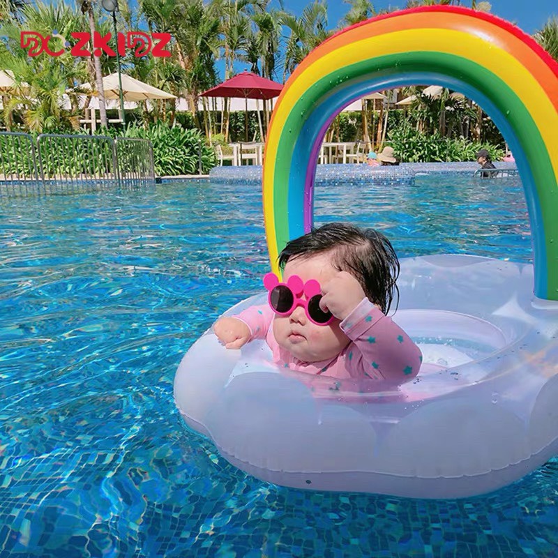 Phao bơi ngồi an toàn cho bé hình cầu vồng đẹp mắt, phù hợp trẻ từ 2 tuổi trở lên - DOZKIDZ