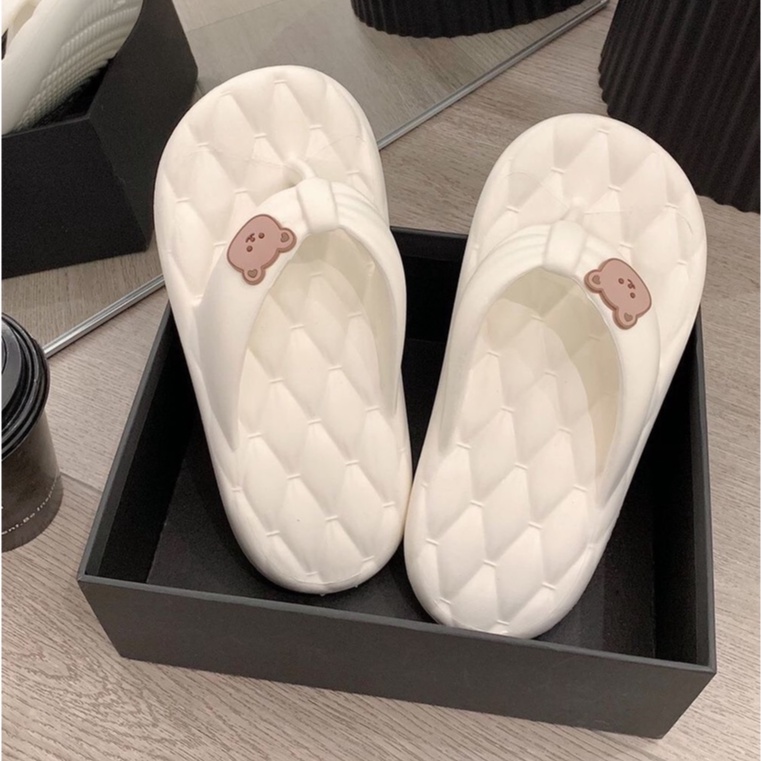 Dép Xỏ Ngón Bánh Mì Nữ Tính Dịu Dàng Dành Cho Các Nàng, Mẫu Quai Kẹp (Gấu Nhỏ) Đế Vân Lưới Form Đúc Liền Siêu Bền - Jy218