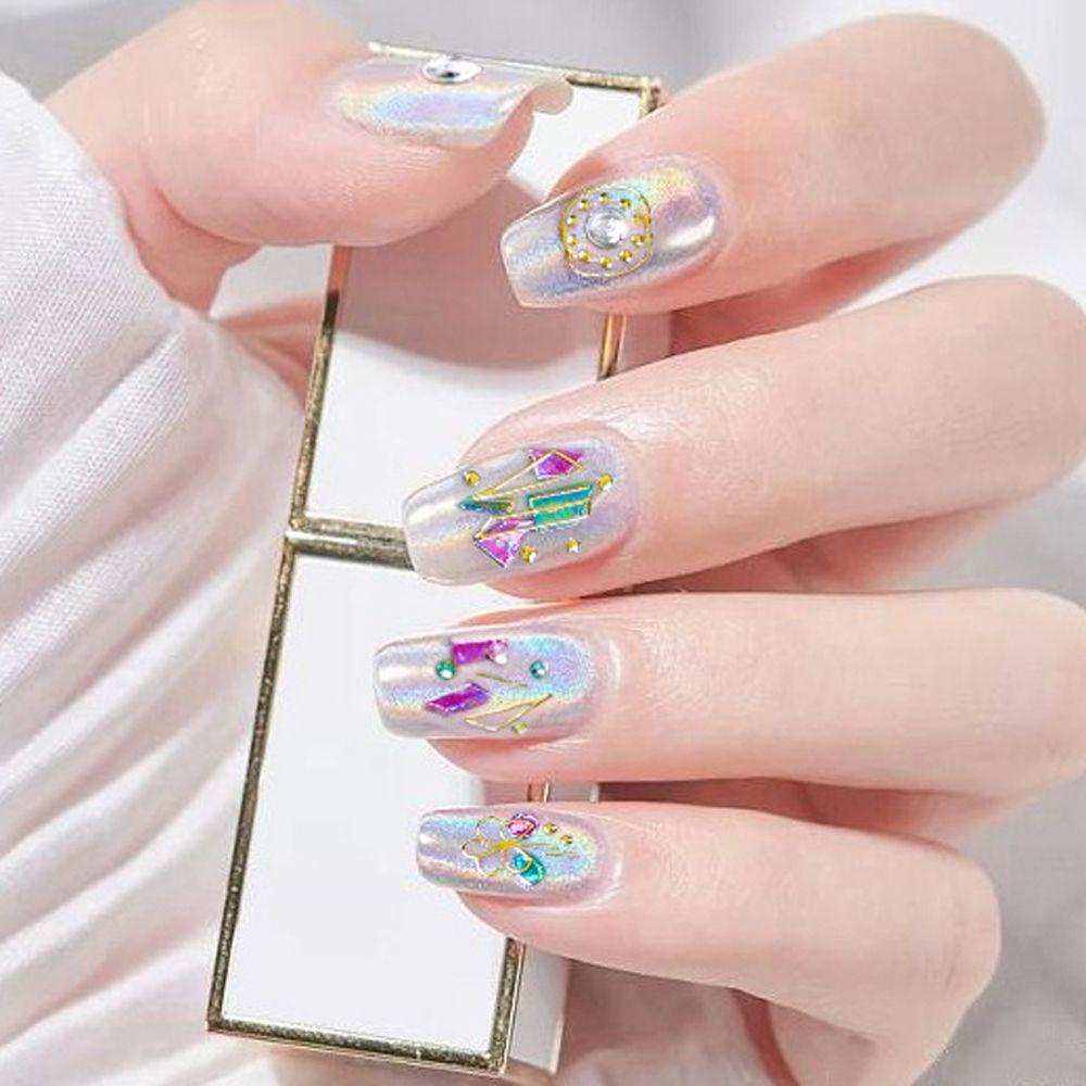 Miếng Dán Trang Trí Móng Tay Họa Tiết Vỏ Sò / Chim Hồng Hạc / Hoa Cực Quang Độc Đáo