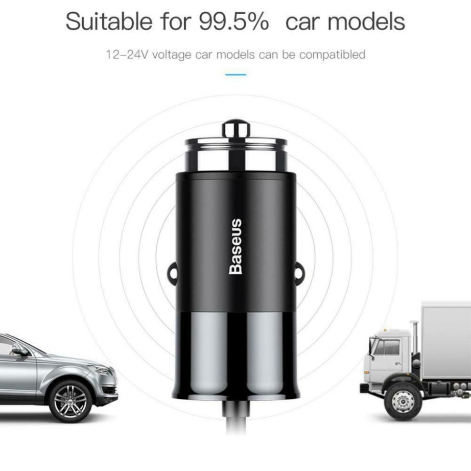 Bộ tẩu sạc đa năng dùng cho xe hơi Baseus Enjoy Together 5.5A, 4 cổng USB, Cáp dài 1.5M dùng cho cả ghế trước và sau xe